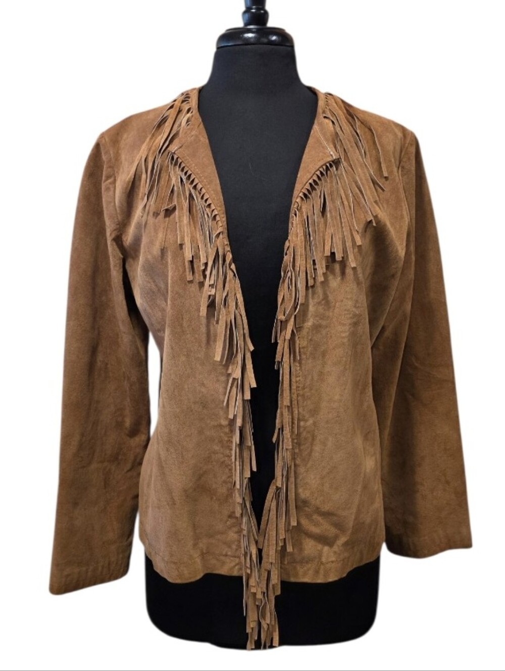 LAL Live A Little Large Fringe Suede Leather Jacket Hippie Festival Bohemian